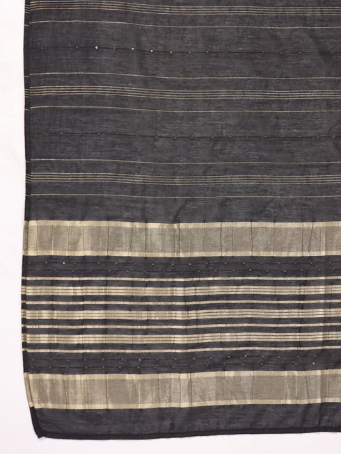 Black Cotton Blend Solid Straight Kurta Set